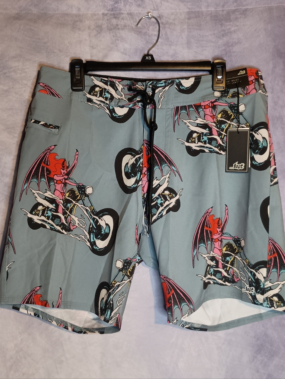 Lost Enterprises Devil Girl Motorcycle Board Shorts NWT Surf Swim‎ Skate Trunk